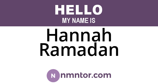 Hannah Ramadan