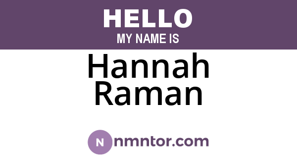 Hannah Raman