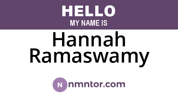 Hannah Ramaswamy
