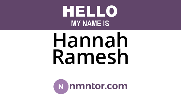 Hannah Ramesh