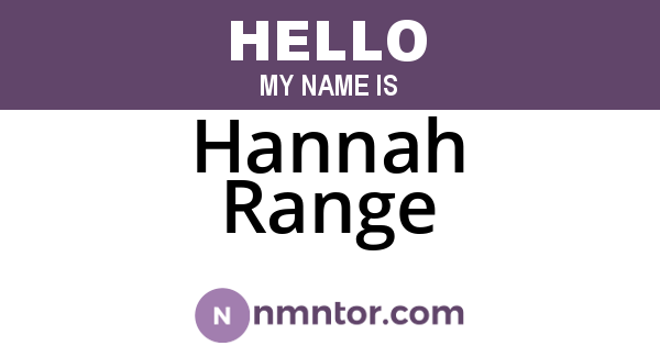 Hannah Range