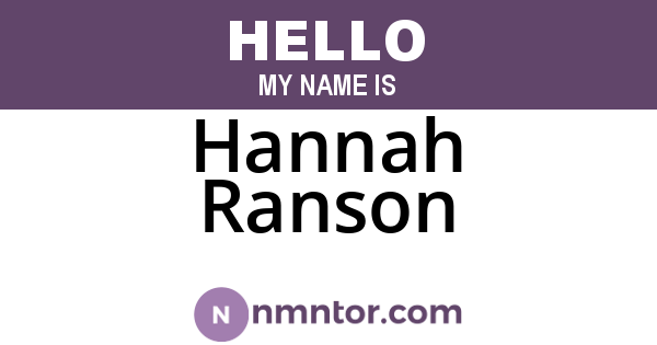 Hannah Ranson