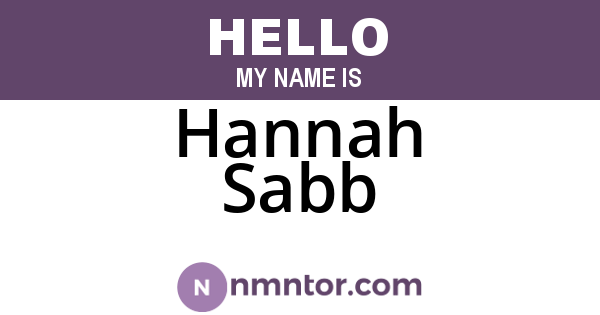 Hannah Sabb