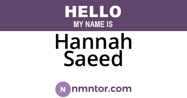Hannah Saeed