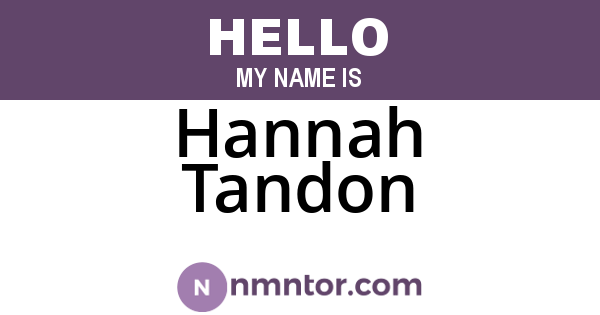Hannah Tandon