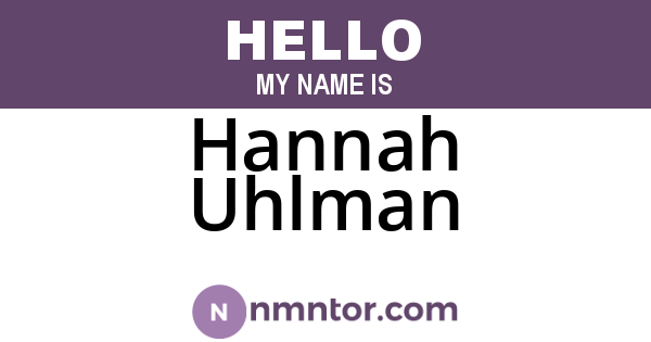 Hannah Uhlman