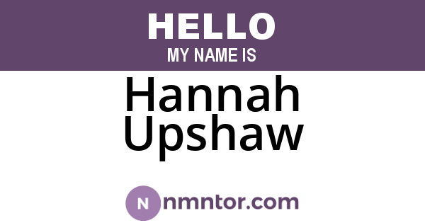 Hannah Upshaw