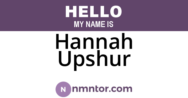 Hannah Upshur