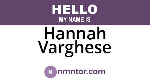 Hannah Varghese