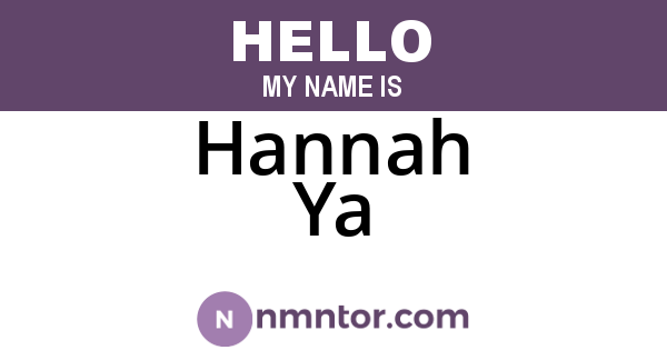 Hannah Ya