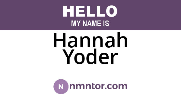Hannah Yoder