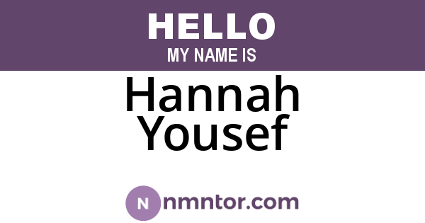 Hannah Yousef
