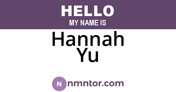 Hannah Yu