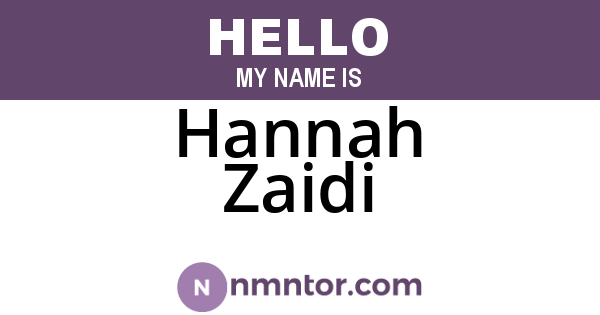 Hannah Zaidi