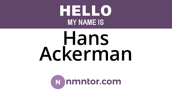 Hans Ackerman