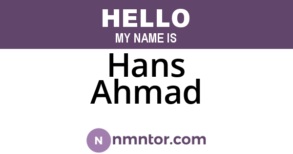Hans Ahmad