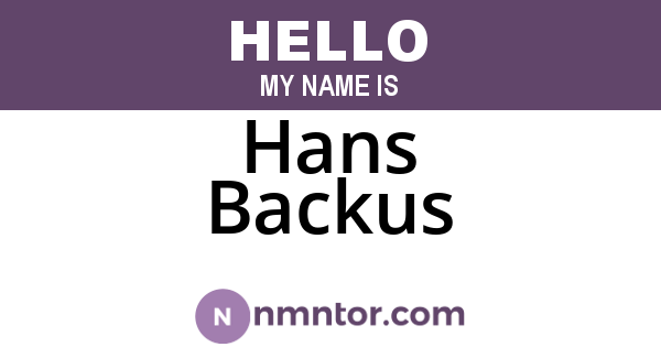 Hans Backus