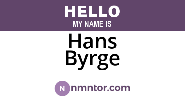 Hans Byrge