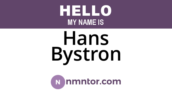 Hans Bystron