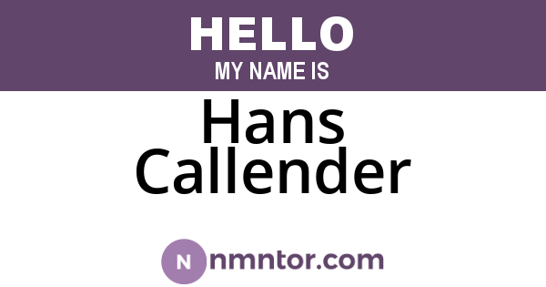 Hans Callender
