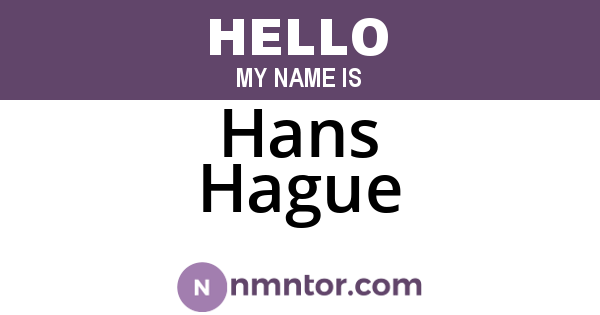 Hans Hague