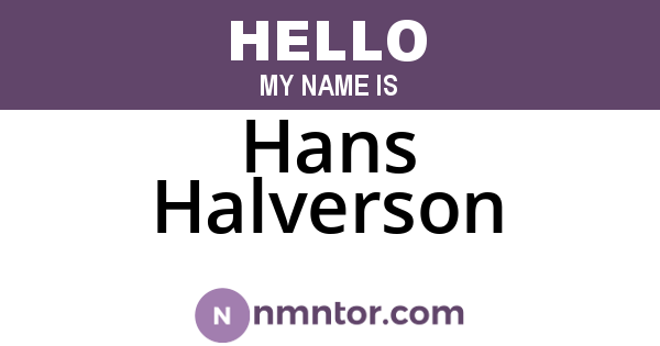 Hans Halverson