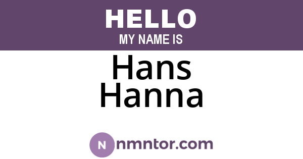 Hans Hanna