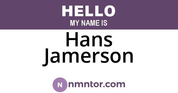 Hans Jamerson