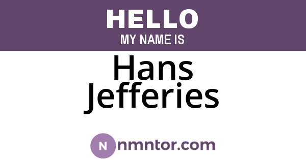 Hans Jefferies