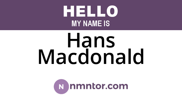 Hans Macdonald