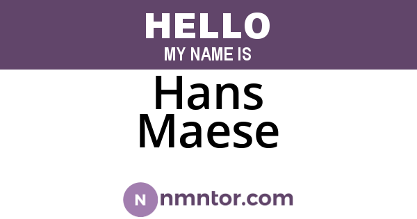 Hans Maese