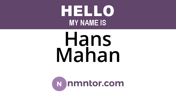 Hans Mahan