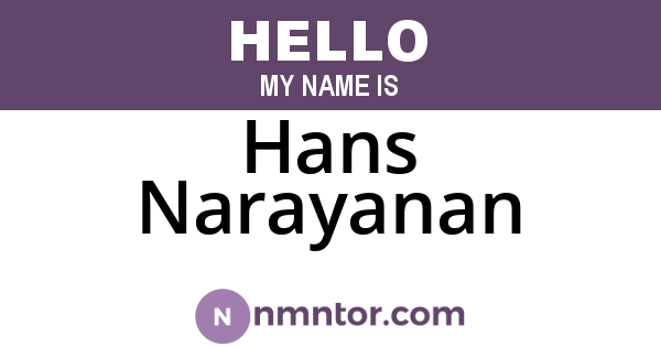Hans Narayanan