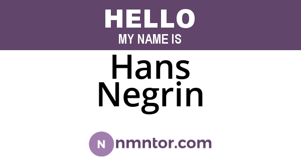 Hans Negrin