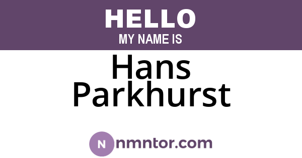Hans Parkhurst