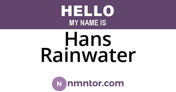 Hans Rainwater