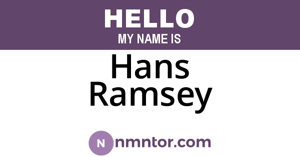 Hans Ramsey