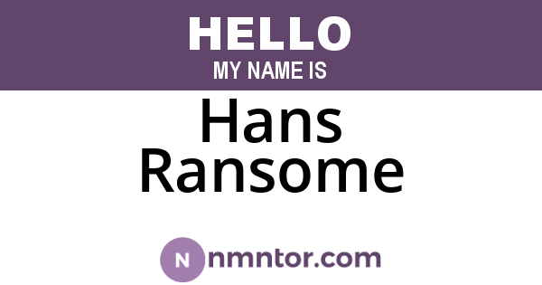 Hans Ransome