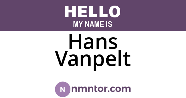 Hans Vanpelt