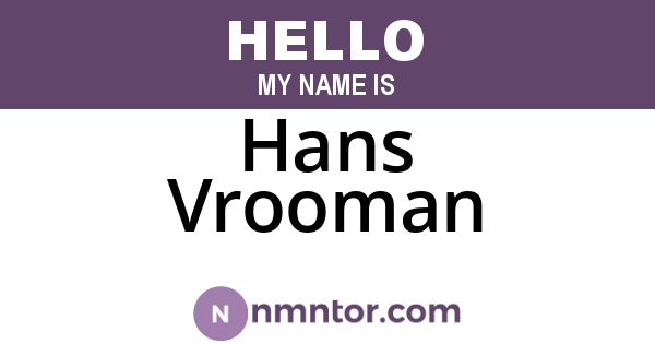 Hans Vrooman