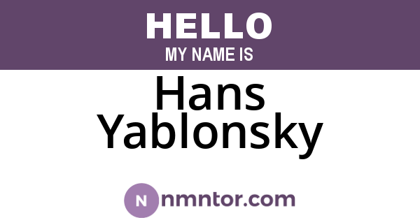 Hans Yablonsky
