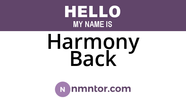 Harmony Back