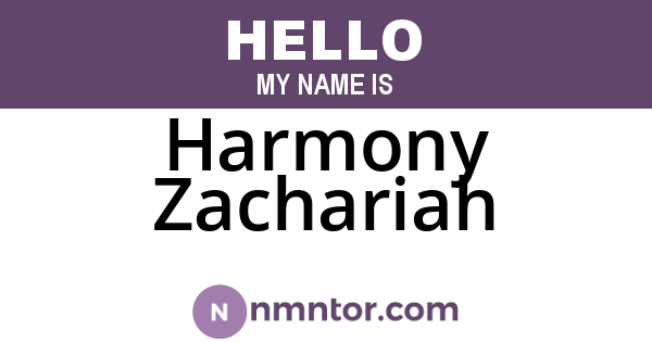 Harmony Zachariah