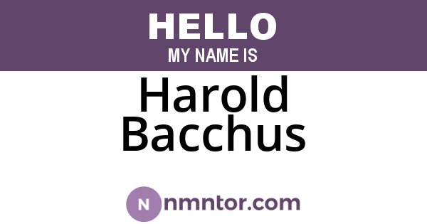 Harold Bacchus