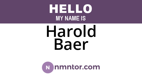 Harold Baer