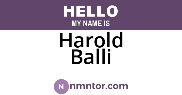 Harold Balli