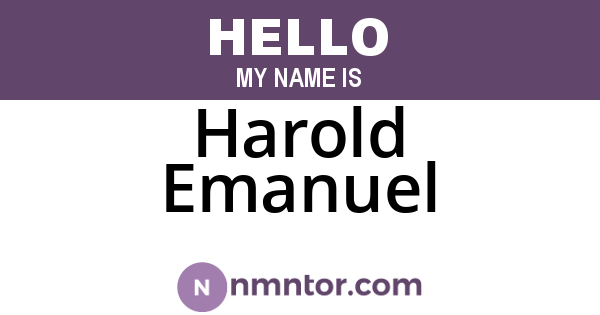 Harold Emanuel