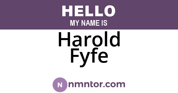 Harold Fyfe