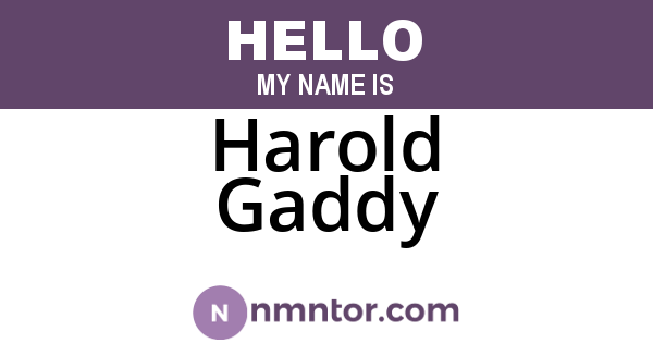 Harold Gaddy