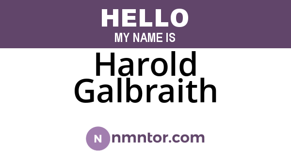 Harold Galbraith